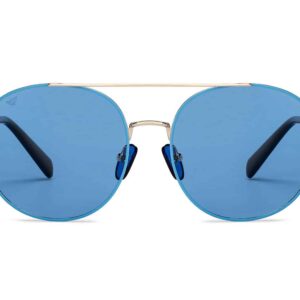 Gold Blue Full Rim Round Sunglasses