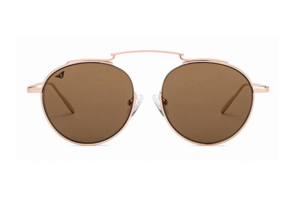 Gold Full Rim Round Sunglasses