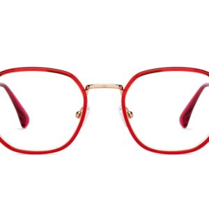 Gold Maroon Full Rim Wayfarer Eyeglasses