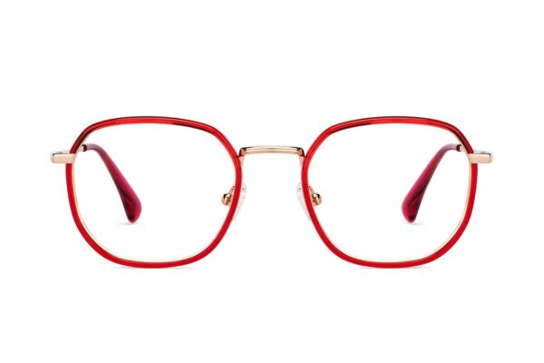Gold Maroon Full Rim Wayfarer Eyeglasses