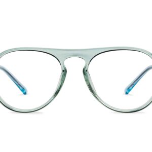 Green Transparent Full Rim Aviator Eyeglasses