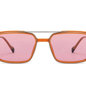 Gunmetal Orange Full Rim Rectangle Square Sunglasses