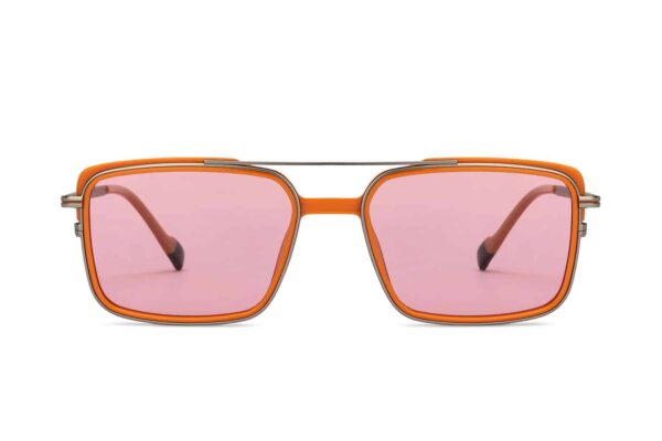 Gunmetal Orange Full Rim Rectangle Square Sunglasses