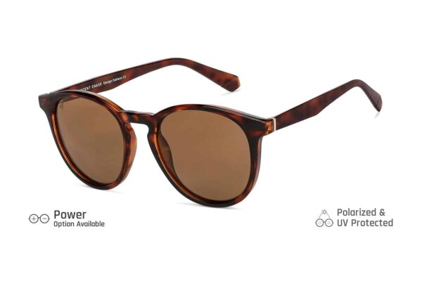 Brown Tortoise Full Rim Round Sunglasses - Image 3