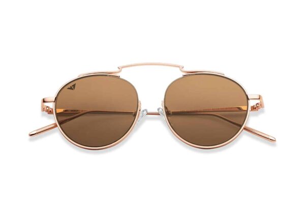 Gold Full Rim Round Sunglasses - Image 4